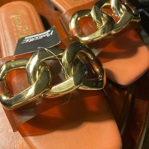Gold Chain Tan Sandals

Nanette Lepore Women Slide Sandals New Size 6